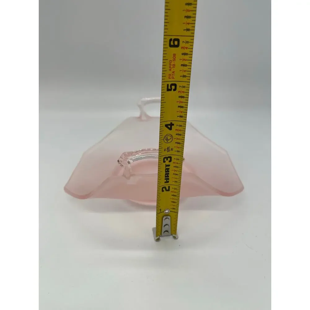 Lancaster Frosted Pink Satin Depression Glass Basket with Handles